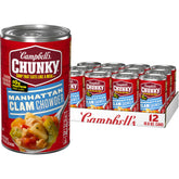 Campbell's Chunky Manhattan Clam Chowder can front view signals a hearty ready meal.