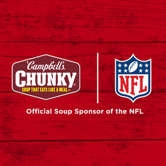 Campbell's Chunky Manhattan Clam Chowder can open shot suggests quick heat and prep