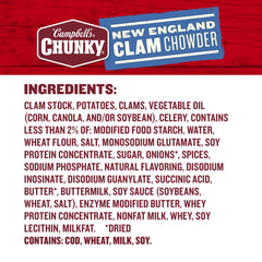 Chowder simmering in a pot on the stove, Campbell's Chunky ready.