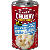 Campbell's Chunky Old Fashioned Potato Ham Chowder can with hearty ingredients for a protein-rich meal.