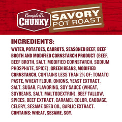 Campbell's Chunky Savory Pot Roast Soup features beef and rich broth for a comforting dinner