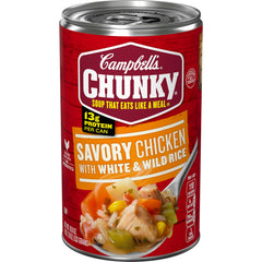 Campbell's Chunky Savory Chicken can with hearty chunks for a protein-rich lunch.