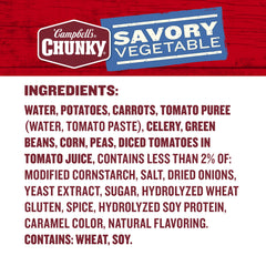 Campfire-ready Campbell's Chunky Savory Vegetable Soup for outdoor meals.