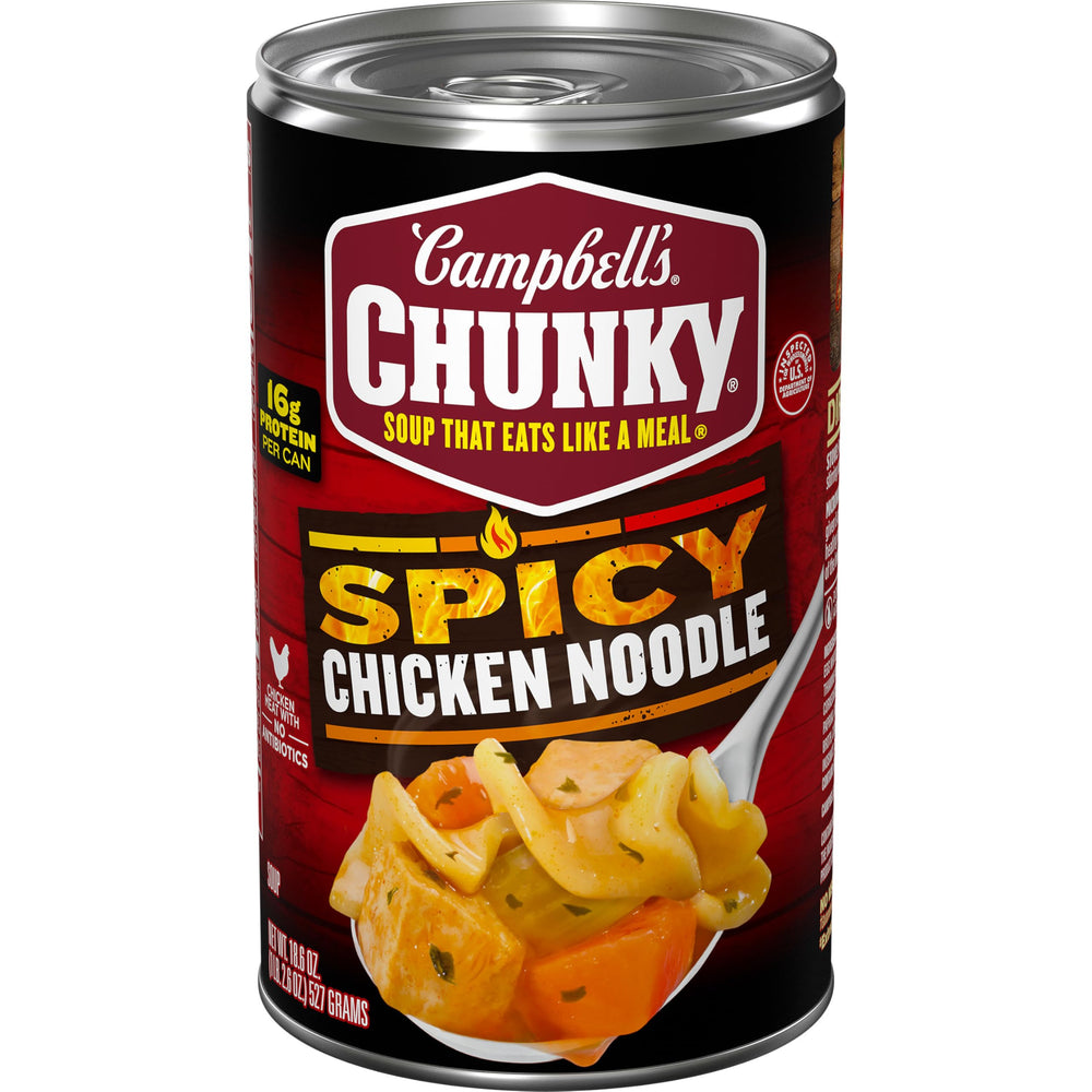 Campbell's Chunky Spicy Chicken Noodle can with bold flavors for a quick meal
