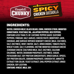 Microwaved Campbell's Chunky Spicy Chicken Quesadilla Soup steaming and ready in minutes.