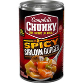 Campbell's Chunky Spicy Sirloin Burger Soup can — ready-to-serve protein-packed meal.