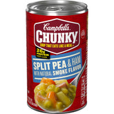 Campbell's Chunky Split Pea Soup with Ham can front shows the product clearly and highlights protein-rich meal option.