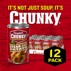 Campfire-warmed Campbell’s Chunky Steak and Potato Soup makes outdoor meals easy.