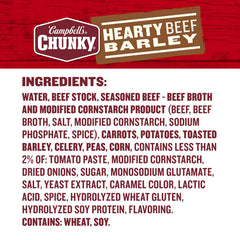 Microwave-ready texture and rich flavors from Campbell's Chunky beef and barley