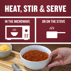 Campbell’s Chunky White Bean Chicken Chili ingredients close-up hints at wholesome flavor.