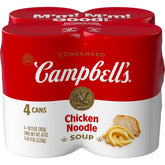 Campbell's chicken noodle soup can opened for a cozy meal