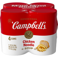 Campbell's chicken noodle soup can opened for a cozy meal