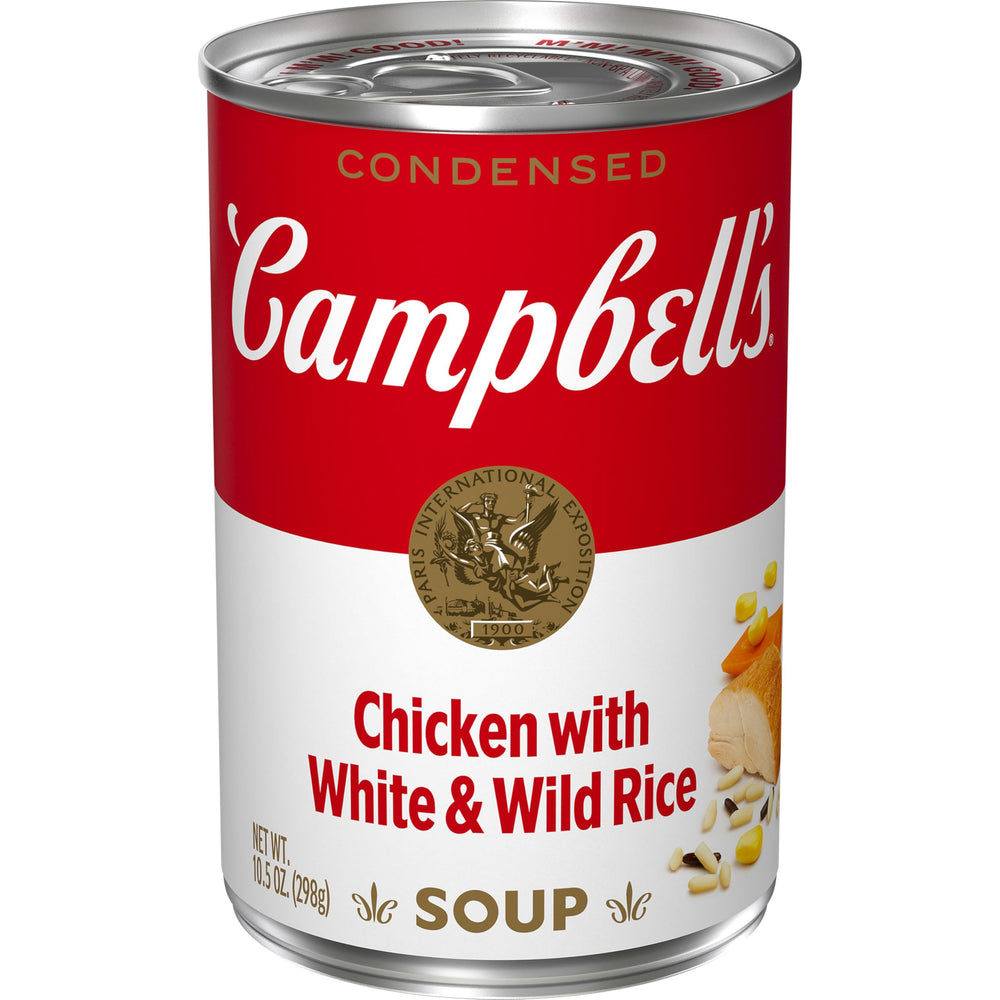 Campbell's Condensed Chicken with White & Wild Rice Soup can, quick comforting meal
