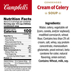 Side view of Campbell's cream of celery soup can highlighting packaging.