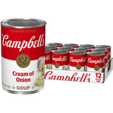 Campbell's Cream of Onion soup can, ready for pantry use.