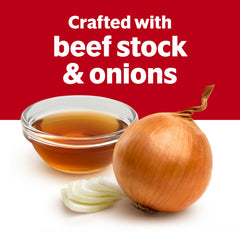 Served Campbell's Condensed French Onion Soup with herbs for finish.