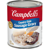 Campbell's Country Style Sausage Gravy can with real sausage bites for quick family meals.