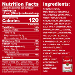 Campbell's Cream of Chicken and Mushroom Soup ingredients with cream and mushrooms