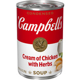 Campbell's Cream of Chicken with Herbs can front view, rich base for recipes