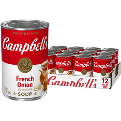Campbell's French Onion Soup can front; quick, savory base for meals.