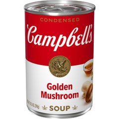 Campbell's Golden Mushroom Soup can front, rich base for gravies and quick meals.