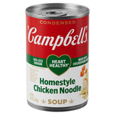 Campbell's Heart Healthy Homestyle Chicken Noodle Soup can for quick comfort.