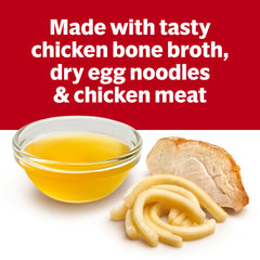 Campbell's steaming bowl highlights rich broth and tender chicken