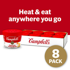 Campbell's Homestyle Chicken Noodle Soup vegetables broth closeup, savory and comforting.