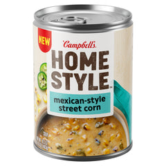 Campbell's Homestyle Mexican Style Street Corn Soup can, a ready-to-heat comfort for busy evenings.