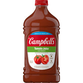 Campbell's Low Sodium Tomato Juice 64oz bottle pour for easy kitchen use.