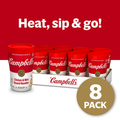 Campbell's Sipping Soup cup being carried for a portable snack on the go.