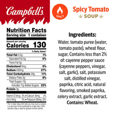 Steam rising from Campbell's Sipping Soup Spicy Tomato cup for warm comfort.