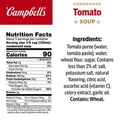 Campbell's Tomato Soup close-up with ripe tomatoes, fresh flavor in every can.