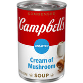 Campbell's unsalted Cream of Mushroom Soup can label for quick base.