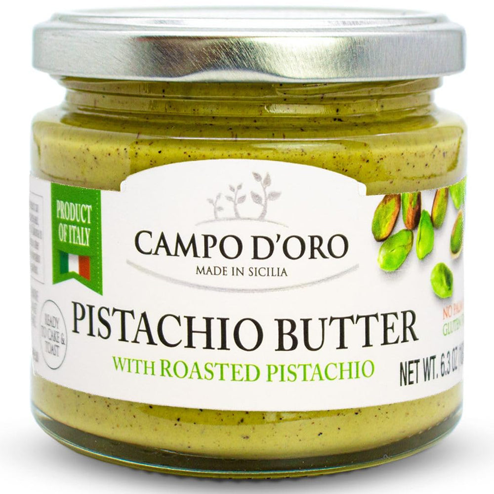 CAMPO D'ORO Pistachio Butter Spread on toast reveals creamy, nutty breakfast goodness