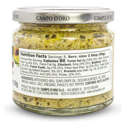 CAMPO D'ORO artichoke dip closeup highlights rich ingredients and creamy consistency.