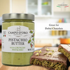 Campo D'Oro Pistachio Butter Sweet Cream on a dessert plate for elegant presentation.