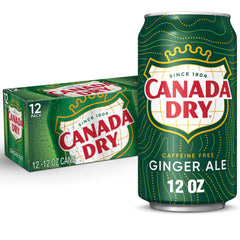 Canada Dry Ginger Ale can front view for caffeine-free refreshment.