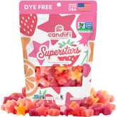Candifi Superstars gummy stars in a resealable pouch, family-friendly snack