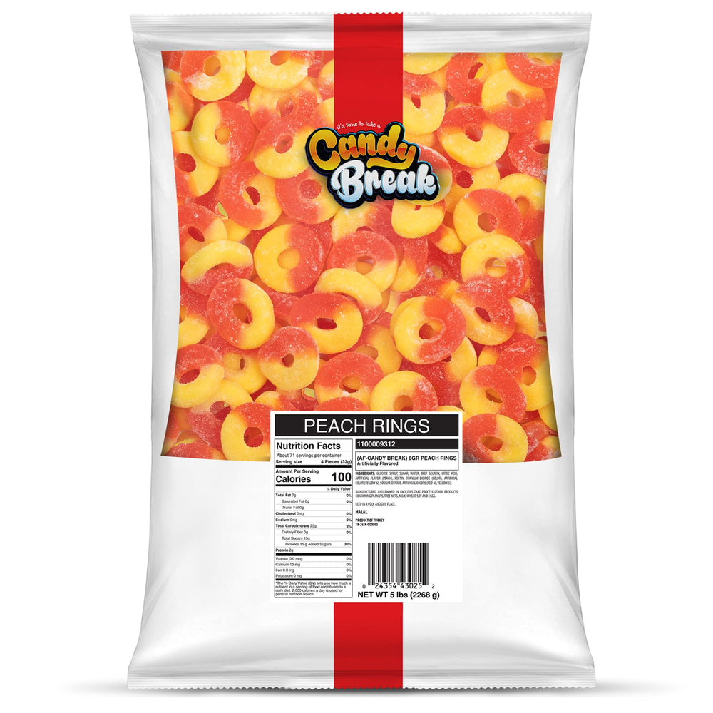 Candy Break Peach Rings pack 1, ideal for sharing at gatherings.