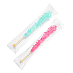 Candy Envy 12-pack rock candy sticks, individually wrapped, convenient party favors.