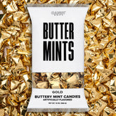 Candy Envy gold foil wrapped buttermints in 13 oz bag for elegant tastings.