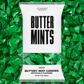 Candy Envy green-wrapped buttermints 13oz bag on display, ideal for wedding favors