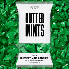 Candy Envy green-wrapped buttermints 13oz bag on display, ideal for wedding favors