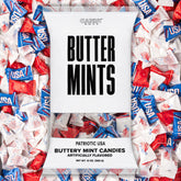Candy Envy patriotic USA buttermints in a 13oz bag, ideal for patriotic parties.