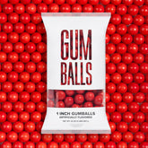 Candy Envy red 1-inch gumballs bag close-up for party favors.