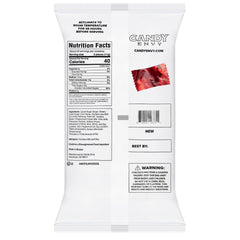 Candy Envy red-wrapped buttermints 13oz bag back view, showcases 100 mints.