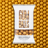 Candy Envy Shimmer Gold Gumballs, 1 inch, ideal for festive snacking.