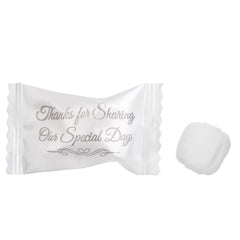 Printed wrapper reads Thank You for Sharing our Special Day on each mint.