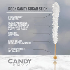 Candy Envy Valentine's rock candy sticks individually wrapped for gifting.